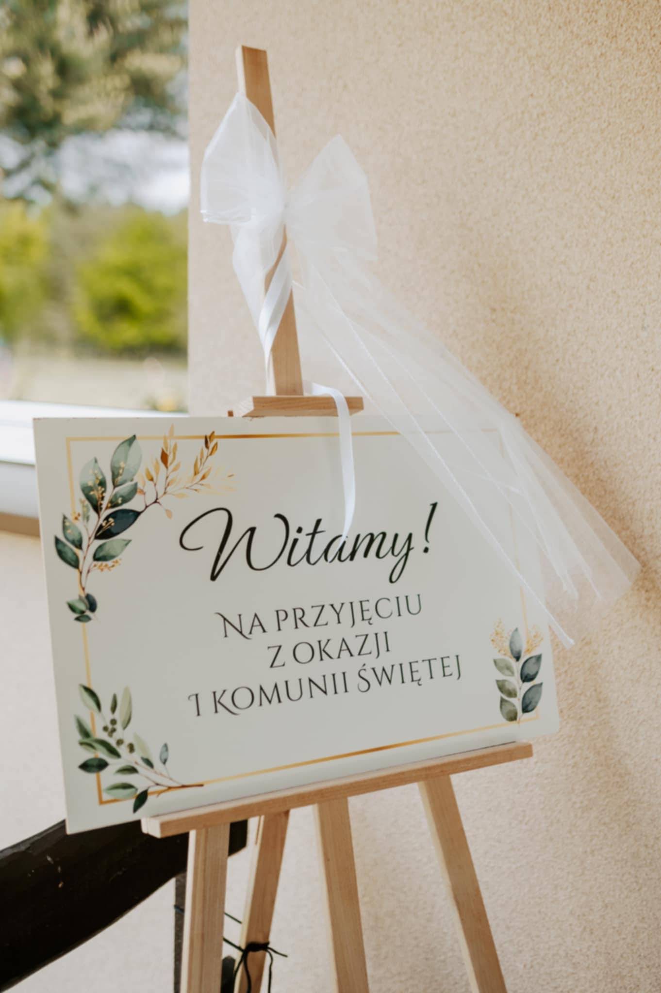 Tablica powitalna na przyjęcie komunijne